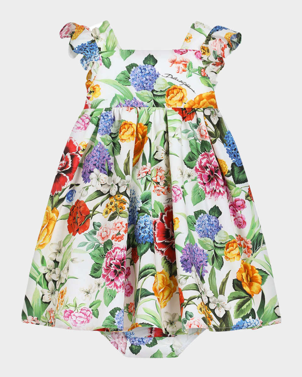 Girl's Floral-Print Poplin Dress, Size 1